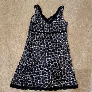 Soma Lace Trim Chemise, medium, black and white